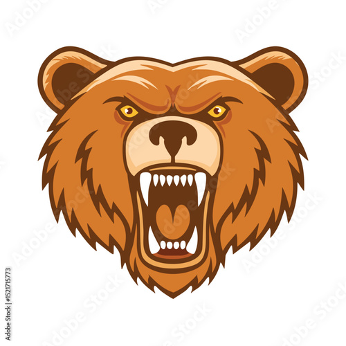 Roaring grizzly bear head mascot logo design
