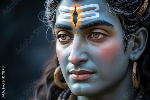 Enigmatic portrait of Lord Shiva, embodying cosmic consciousness and serenity