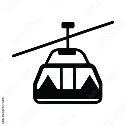 Ski Lift Icon Vector in Flat Clean Style