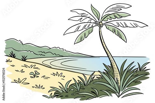 tropical island with palm trees