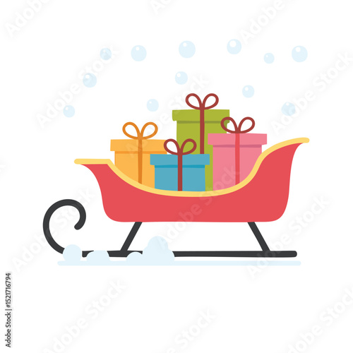 Santa's sleigh filled with colorful christmas presents