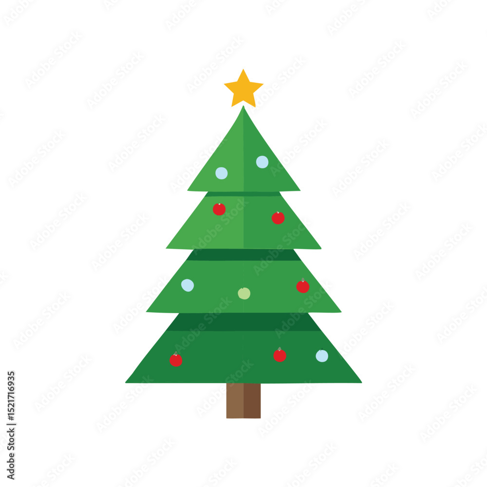 Fototapeta premium Simple green christmas tree festive holiday decoration