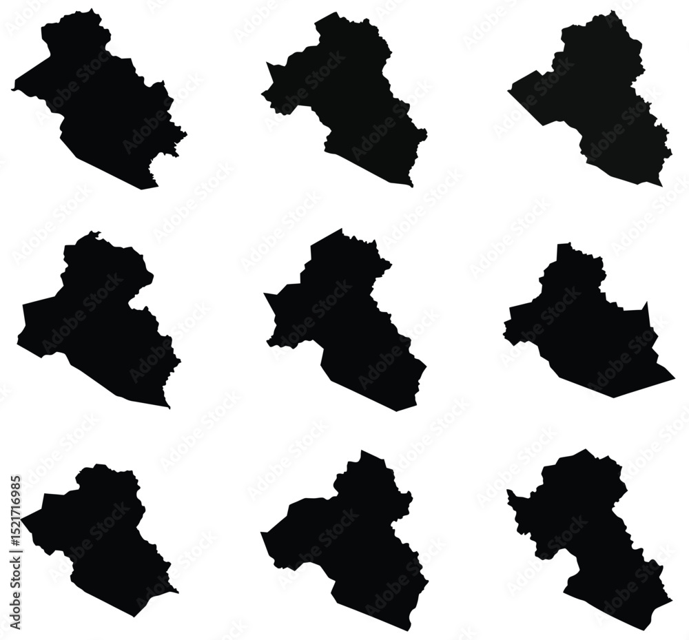 Obraz premium Iraq map black silhouette vector style with white background