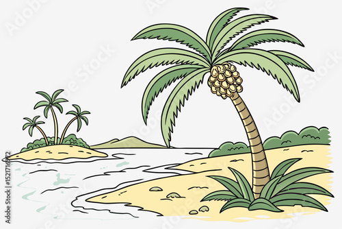 tropical island with palm trees