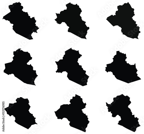 Iraq map black silhouette vector style with white background