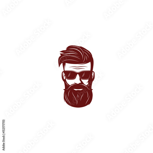 hair and beard style vintage Icon flat vector design