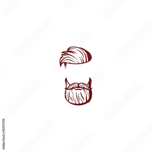 hair and beard style vintage Icon flat vector design