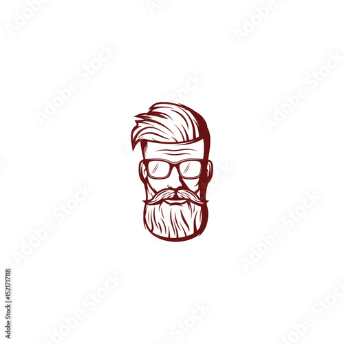 hair and beard style vintage Icon flat vector design