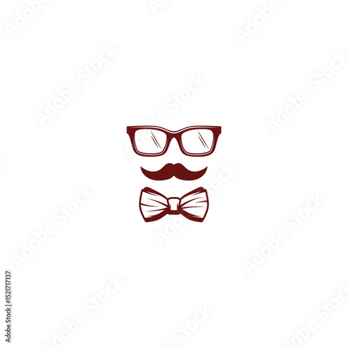 glasses mustache and bow tie vintage Icon flat vector design