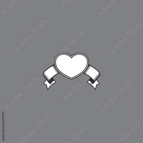 Ribbon with love shape web element Icon flat vector design
