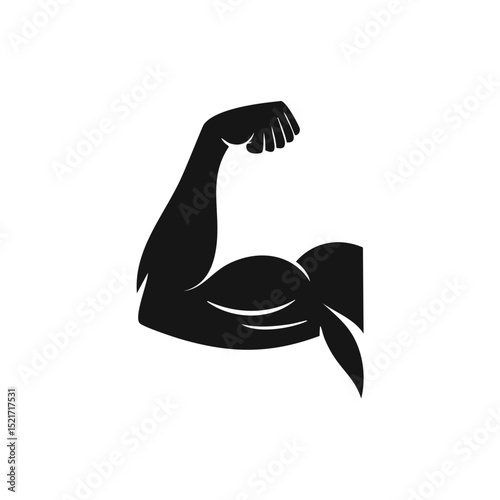 Strong bicep muscle flex power fitness icon