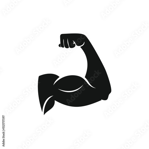 Strong bicep muscle flexing power fitness icon
