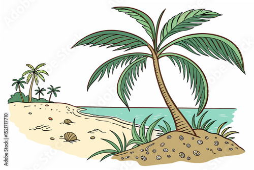 tropical island with palm trees