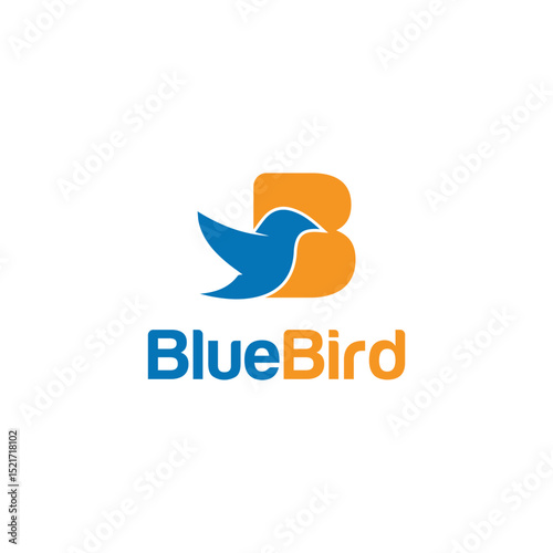 Blue Bird Logo Design Simple Modern