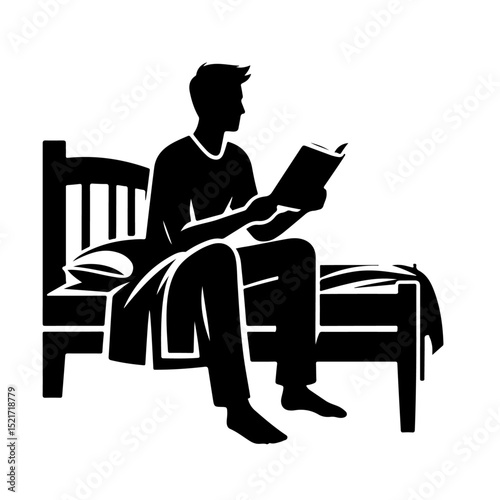 Person Reading on Bed Silhouette for Relaxation and Reading Design