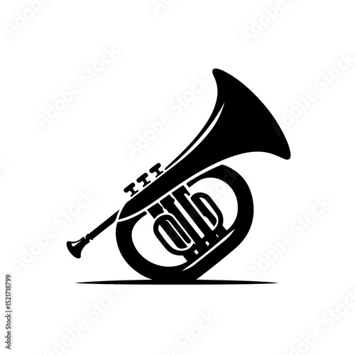 French Horn Silhouette for Music and Classical Performance Design