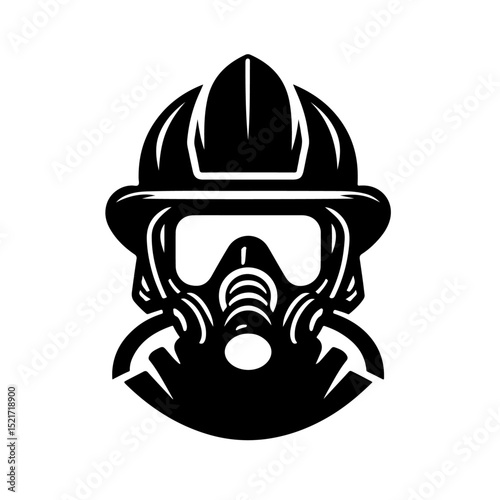 Female Firefighter Helmet Silhouette for Firefighting and Bravery Design
