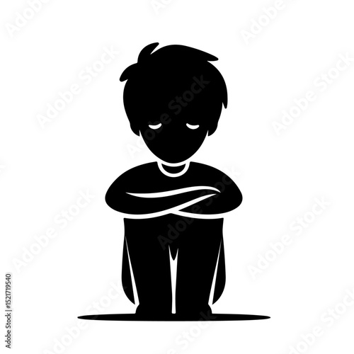 Person Sitting Sad Silhouette for Sadness and Introspection Design