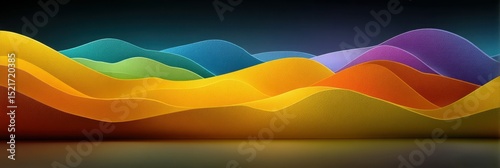 Colorful waves create a vibrant landscape in a serene abstract representation of nature's flow