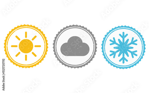 seal set weather sun cloud and snowflake icon stamp frame vector on white background
Vector seal on white background