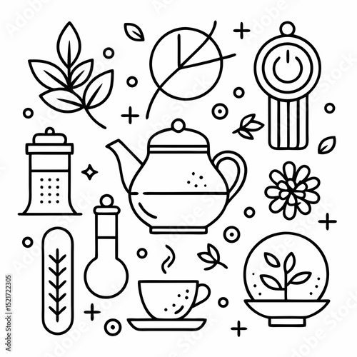 National Chai Day Vector – Masala Tea Cup, Spices, Kettle, Traditional Drink Illustration on White Background