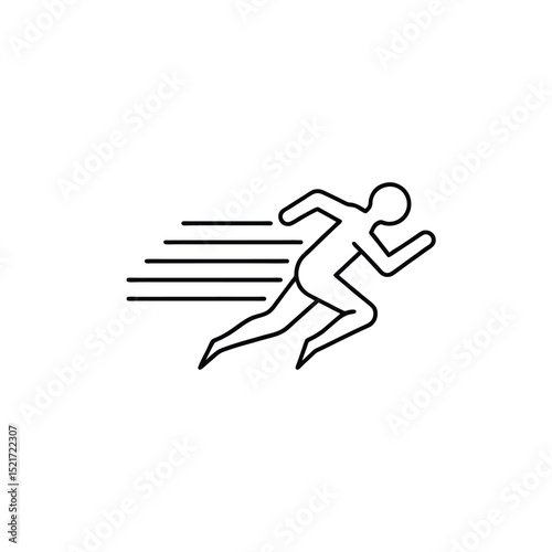 Fast running vector line art icon on white background.
