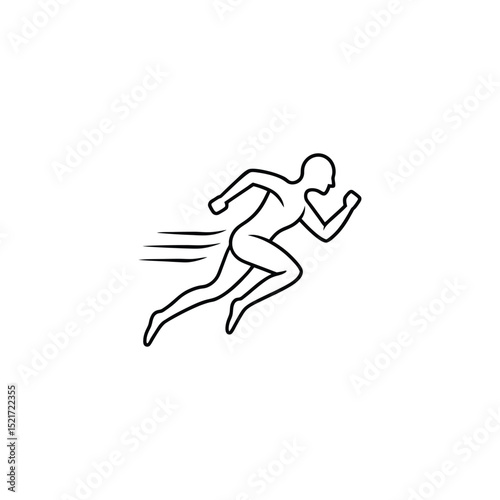 Running fast line art  vector icon illustration simple design.