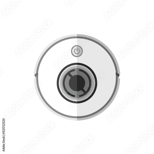 Robotic Vacuum Cleaner Top View Icon, Smart Home Cleaning Appliance