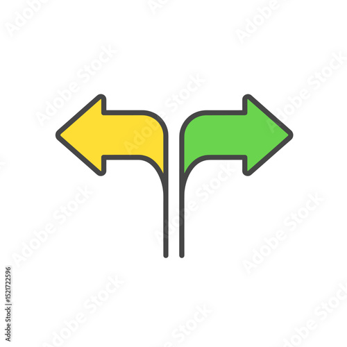Split Arrows Icon - Decision Point, Alternative Paths, or Diverging Choices
