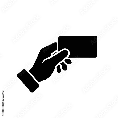 Hand Holding Card Icon - Payment, Identification, or Membership Silhouette