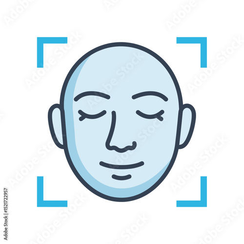 Face Recognition Scan Icon - Biometric Authentication or Facial Analysis