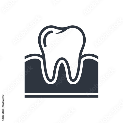 Tooth in Gum Icon - Dental Health, Oral Hygiene, and Dentistry Symbol