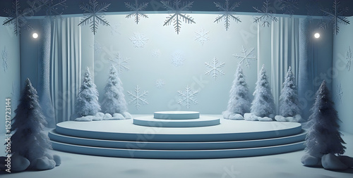 3d render pastel winter background with an empty stage for product