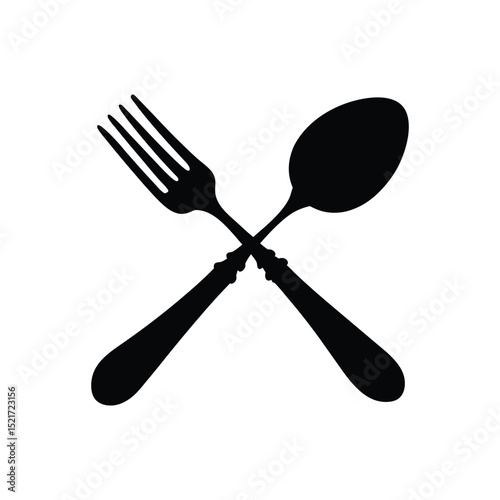 Silhouette of fork spoon on white background