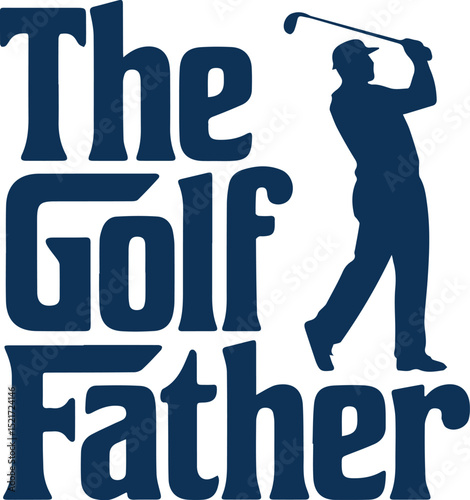 The Golf Father silhouette isolated on white background