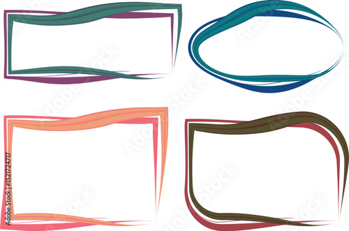 abstract colorful curved outline artwork frames shapes collection