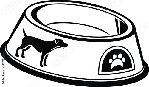 Stylish Dog Bowl Design featuring a Canine Silhouette and Paw Print Logo ideal for Pet Branding and Merchandise