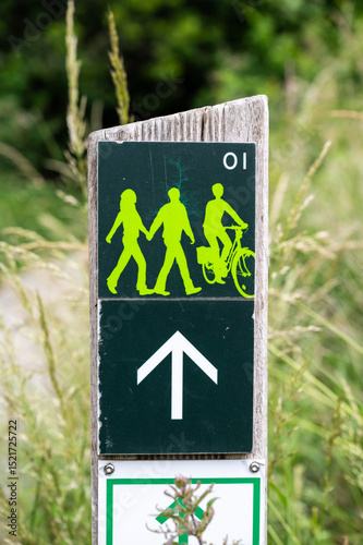 Walking sign of the Green walk in the Brussels suburbs, Molenbeek, Brussels, Belgium