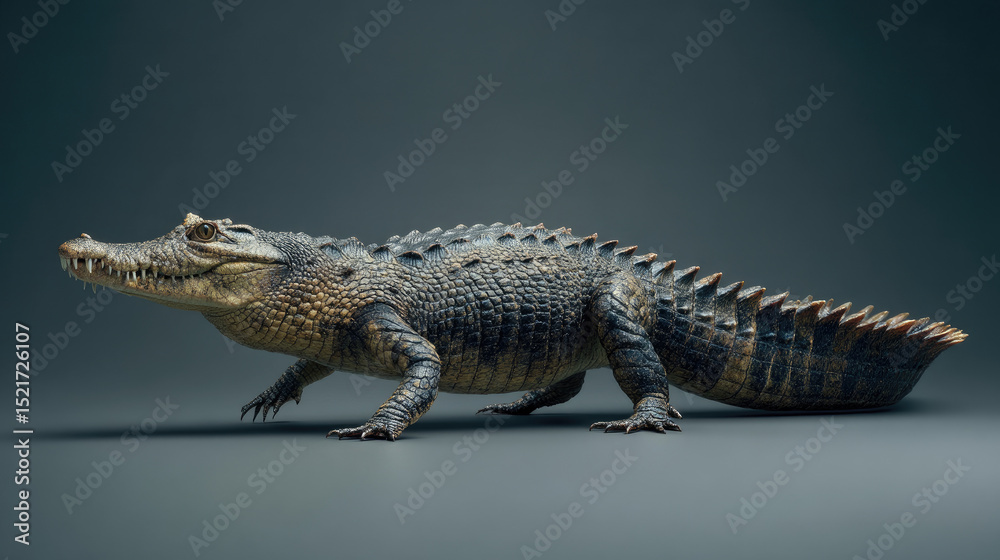 Fototapeta premium Detailed Image of a Large Textured Crocodile on Display