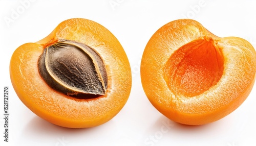Half Apricot Fruit on White Background