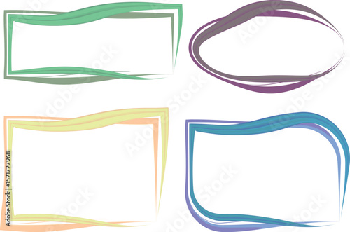 pastel colors abstract curved outline artwork frames shapes collection