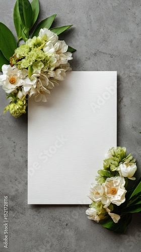 Floral Arrangement With Blank Canvas on Textured Background for Creative Proj...