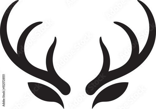 Elegant silhouette of black deer antlers vector illustration against a clean white background for diverse creative projects