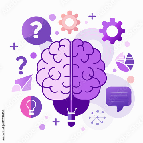 World Alzheimer’s Day Vector – Brain Puzzle, Memory Loss Icons, Awareness Ribbon Illustration on White Background