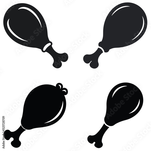 Black and White of Chicken Drumsticks on a White Background