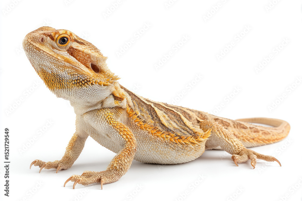 Fototapeta premium Detailed Studio Shot of a Bearded Dragon on White Background