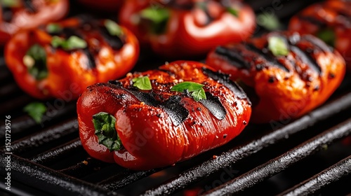 Grilled peppers with rich textures and smoky aromas showcasing perfect fire-roasting techniques on a barbecue grill