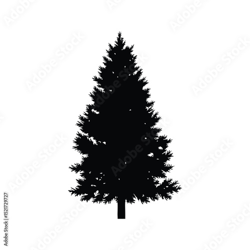 Isolated christmas tree silhouette on white, perfect for a winter holiday celebration vector art on white background