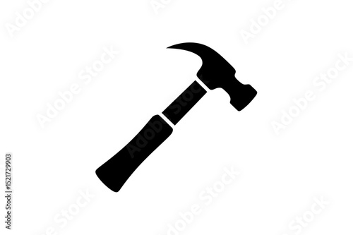 Silhouette of a claw hammer tool on a white background