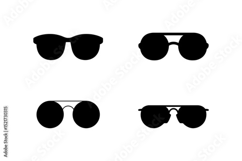 Four different styles of sunglasses in black color